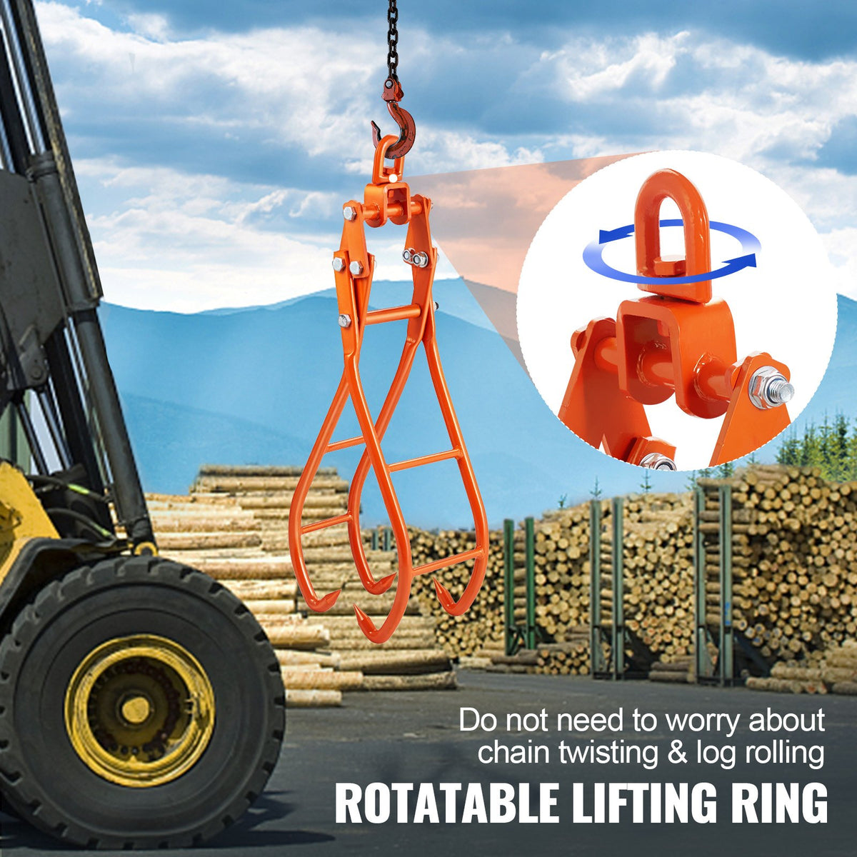 Timber Claw Hook, 28 inch 4 Claw Log Grapple for Logging Tongs, Swivel Steel Log Lifting Tongs, Eagle Claws V952-YMQZQ28YC4ZK7BDLEV0