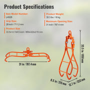 Timber Claw Hook, 28 inch 4 Claw Log Grapple for Logging Tongs, Swivel Steel Log Lifting Tongs, Eagle Claws V952-YMQZQ28YC4ZK7BDLEV0