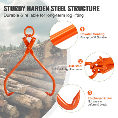 Log Skidding Tongs, 81.3cm 2 Claw Log Lifting Tongs, Heavy Duty Steel Lumber Skidding Tongs, 700 kg Loading V952-YMQZQ32YC2ZBP6NXKV0