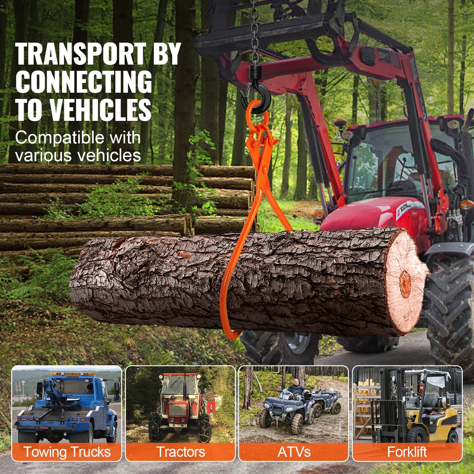 Log Skidding Tongs, 81.3cm 2 Claw Log Lifting Tongs, Heavy Duty Steel Lumber Skidding Tongs, 700 kg Loading V952-YMQZQ32YC2ZBP6NXKV0