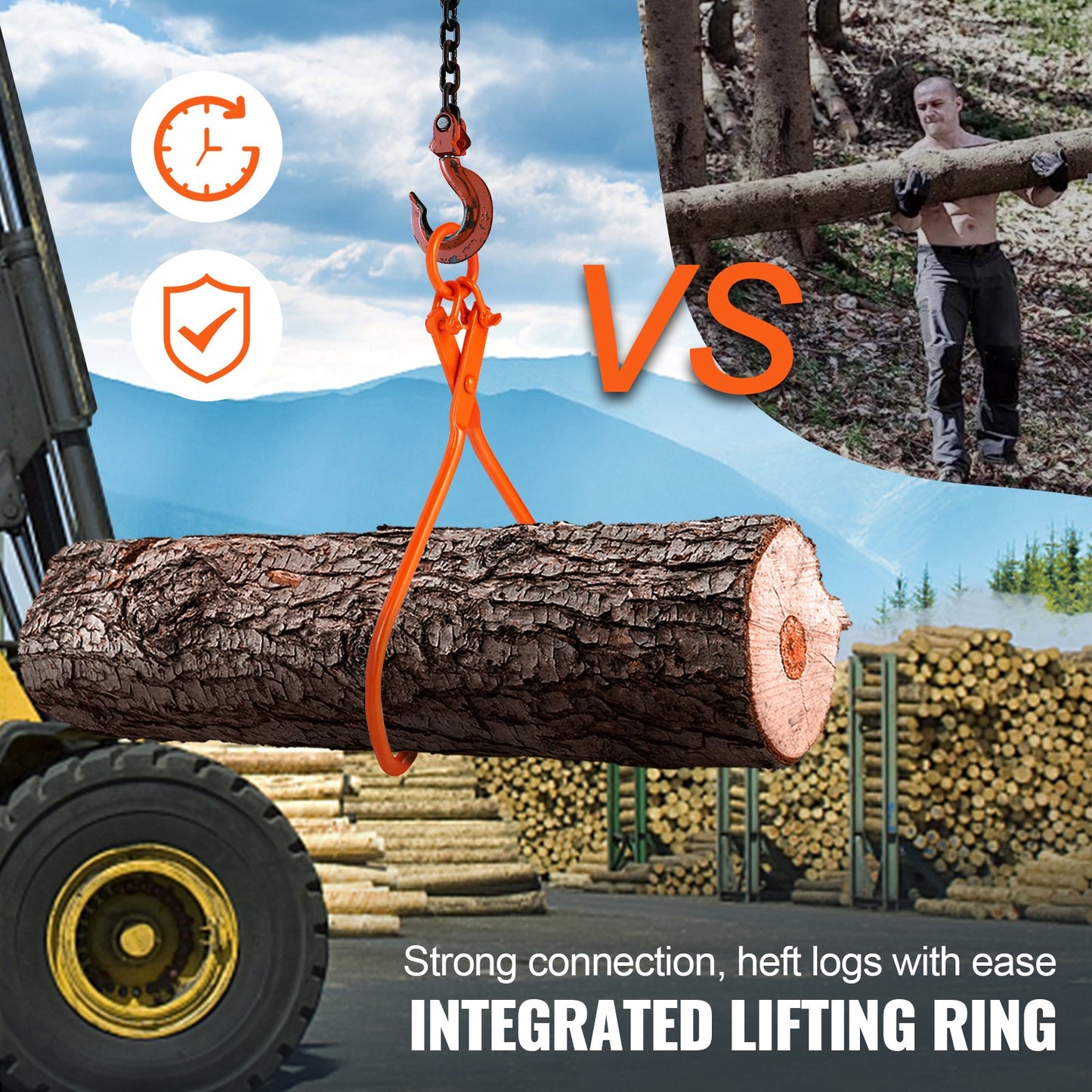 Log Skidding Tongs, 81.3cm 2 Claw Log Lifting Tongs, Heavy Duty Steel Lumber Skidding Tongs, 700 kg Loading V952-YMQZQ32YC2ZBP6NXKV0