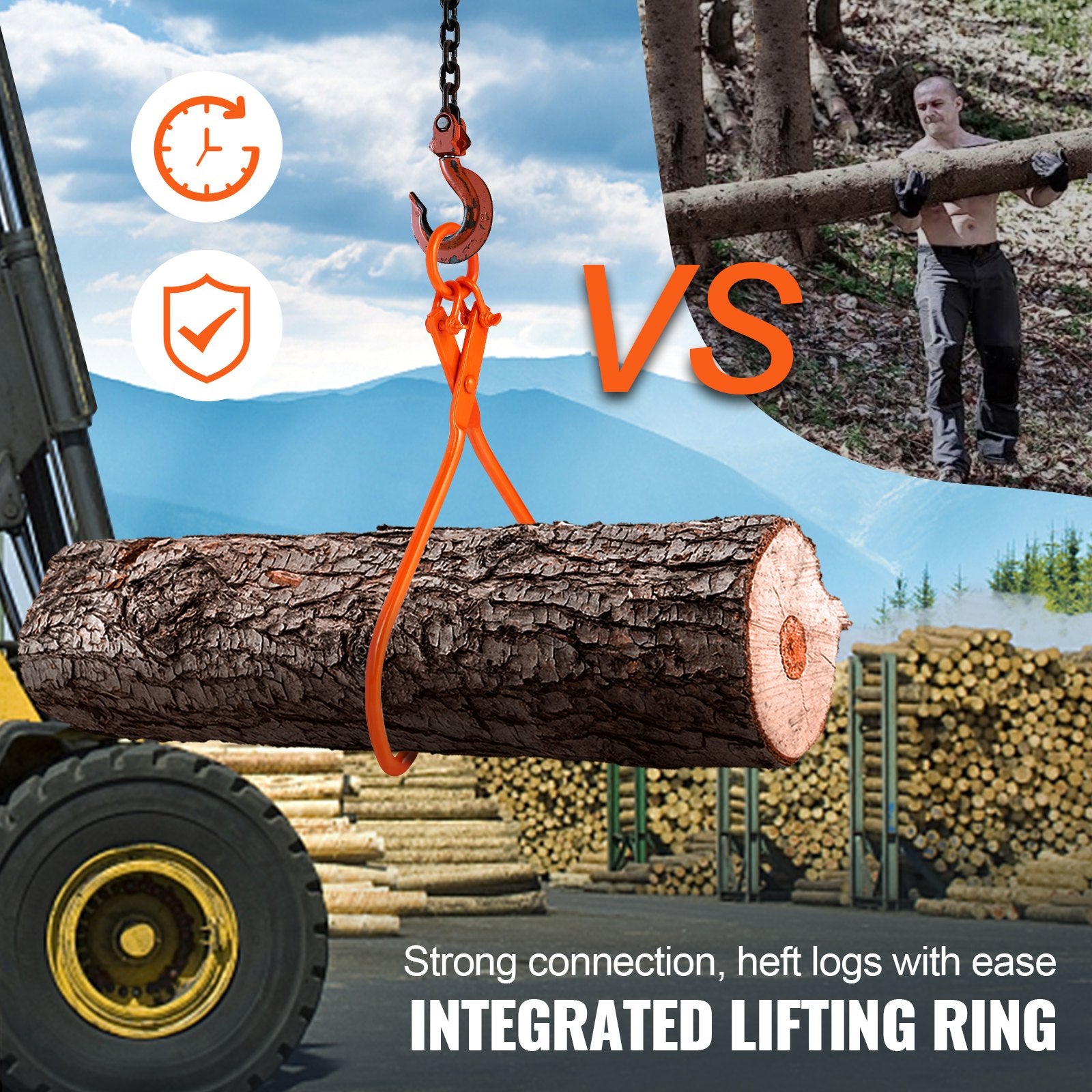 Log Skidding Tongs, 81.3cm 2 Claw Log Lifting Tongs, Heavy Duty Steel Lumber Skidding Tongs, 700 kg Loading V952-YMQZQ32YC2ZBP6NXKV0