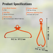 Log Skidding Tongs, 81.3cm 2 Claw Log Lifting Tongs, Heavy Duty Steel Lumber Skidding Tongs, 700 kg Loading V952-YMQZQ32YC2ZBP6NXKV0