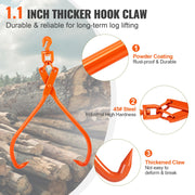 Log Skidding Tongs, 81.3cm 2 Claw Log Lifting Tongs, Heavy Duty Rotating Steel Lumber Skidding Tongs, 700 kg V952-YMQZQ32YC2ZK2CS2WV0