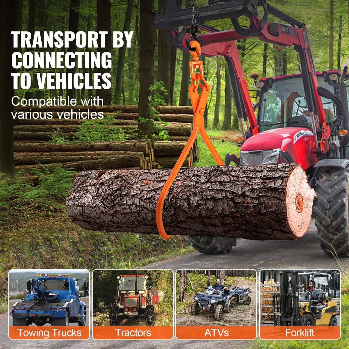 Log Skidding Tongs, 81.3cm 2 Claw Log Lifting Tongs, Heavy Duty Rotating Steel Lumber Skidding Tongs, 700 kg V952-YMQZQ32YC2ZK2CS2WV0