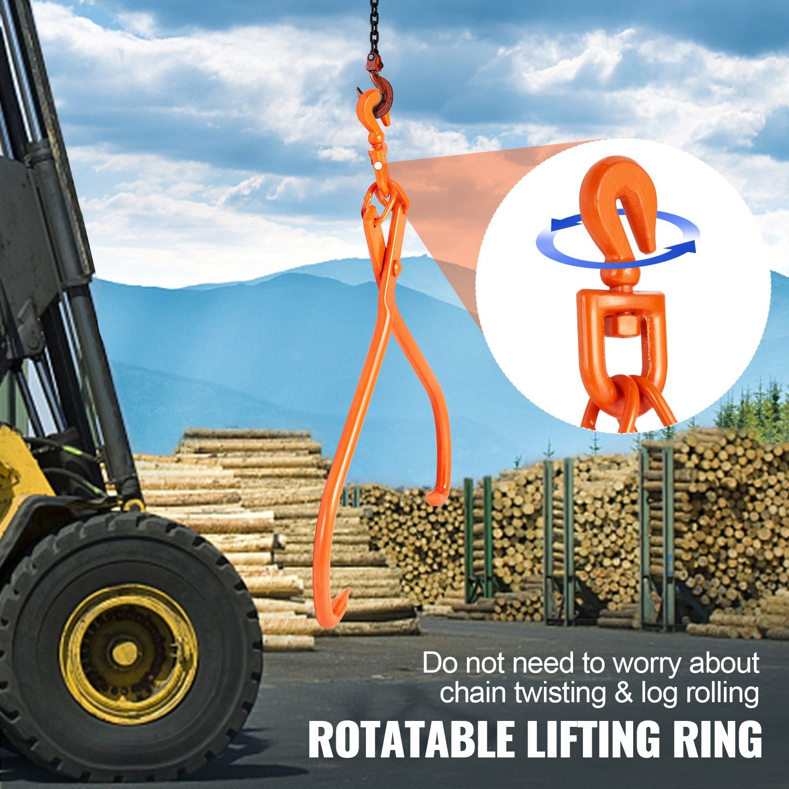 Log Skidding Tongs, 81.3cm 2 Claw Log Lifting Tongs, Heavy Duty Rotating Steel Lumber Skidding Tongs, 700 kg V952-YMQZQ32YC2ZK2CS2WV0
