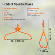 Log Skidding Tongs, 81.3cm 2 Claw Log Lifting Tongs, Heavy Duty Rotating Steel Lumber Skidding Tongs, 700 kg V952-YMQZQ32YC2ZK2CS2WV0