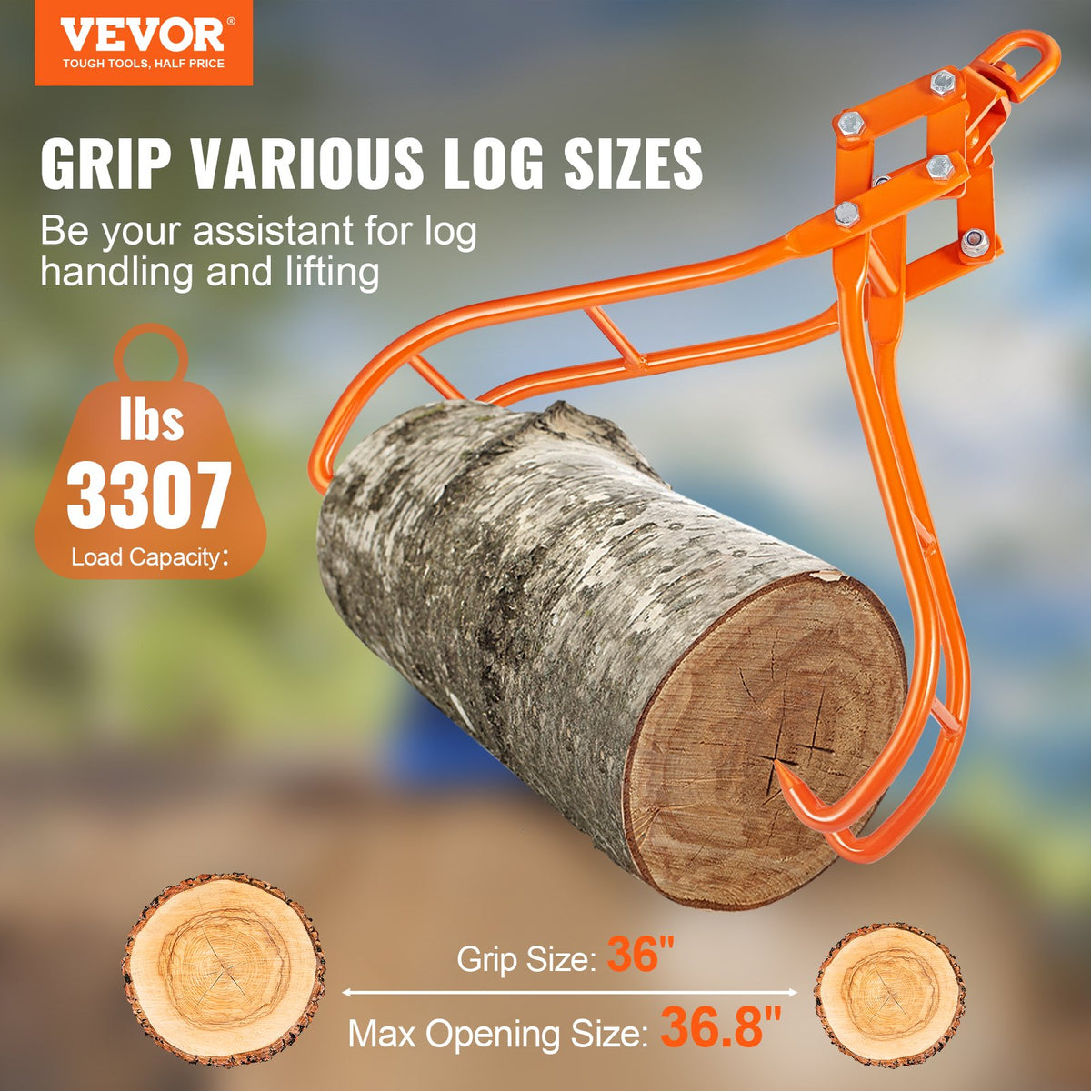 Timber Claw Hook, 36 inch 4 Claw Log Grapple for Logging Tongs, Swivel Steel Log Lifting Tongs, Eagle Claws V952-YMQZQ36YC4ZK04DRLV0