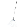 Leaf Rake, 15 Metal Tines, Adjustable Garden Rake for Lawns with 19-57 cm Wide Head and 81.3-160 cm Long V952-YPDPJS823INCHS6JN001V0