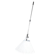 Leaf Rake, 15 Metal Tines, Adjustable Garden Rake for Lawns with 19-57 cm Wide Head and 81.3-160 cm Long V952-YPDPJS823INCHS6JN001V0