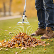 Leaf Rake, 15 Metal Tines, Adjustable Garden Rake for Lawns with 19-57 cm Wide Head and 81.3-160 cm Long V952-YPDPJS823INCHS6JN001V0