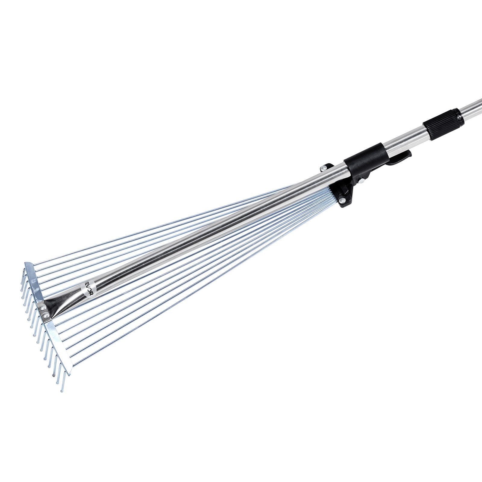 Leaf Rake, 15 Metal Tines, Adjustable Garden Rake for Lawns with 19-57 cm Wide Head and 81.3-160 cm Long V952-YPDPJS823INCHS6JN001V0