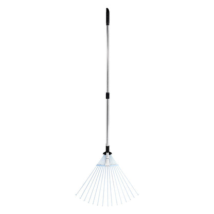 Leaf Rake, 15 Metal Tines, Adjustable Garden Rake for Lawns with 19-57 cm Wide Head and 81.3-160 cm Long V952-YPDPJS823INCHS6JN001V0