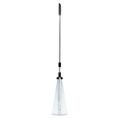 Leaf Rake, 15 Metal Tines, Adjustable Garden Rake for Lawns with 19-57 cm Wide Head and 81.3-160 cm Long V952-YPDPJS823INCHS6JN001V0