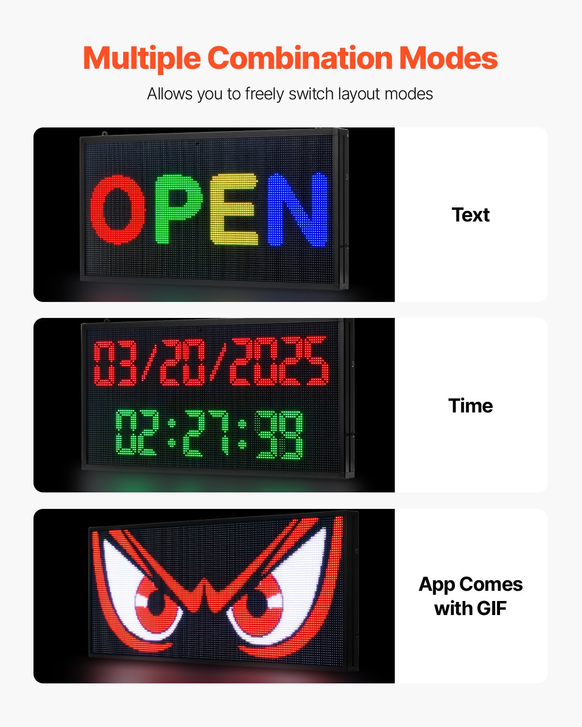 27x14in Programmable LED Sign Digital Scrolling Display Board P5 Fullcolor V952-YPGDGGP27X14UGXN8001V3
