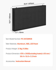 27x14in Programmable LED Sign Digital Scrolling Display Board P5 Fullcolor V952-YPGDGGP27X14UGXN8001V3