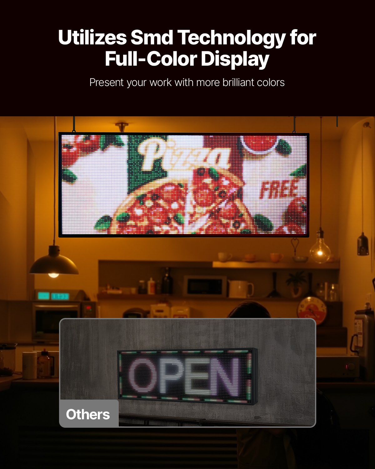 Programmable LED Sign, P6 Full Color Flexible Digital Scrolling Panel, DIY Custom Text Pattern GIF Display V952-YPGDGGP40X18HX5YG001V3