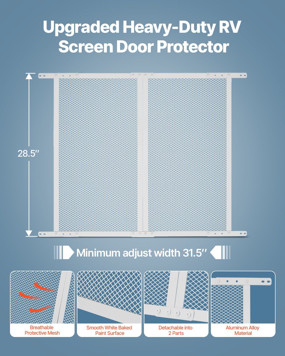 RV Screen Door Protector, 800 x 723.9 mm Door Grille, Easy to Install and Disassemble, Reinforced Breathable V952-YPSFCPMMJSH2HJ3N2V0