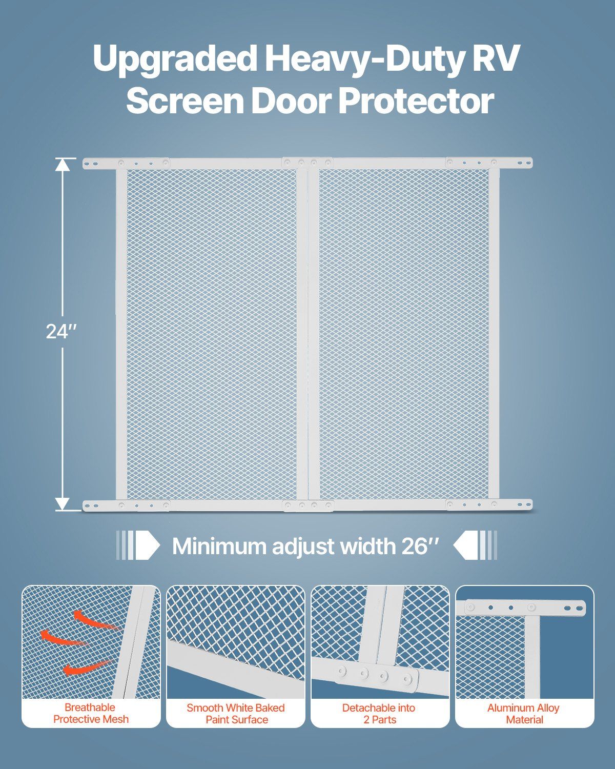 RV Screen Door Protector, 660.4 x 609.6 mm Door Grille, Easy to Install and Disassemble, Reinforced V952-YPSFCPMMJSH2Z2AVNV0