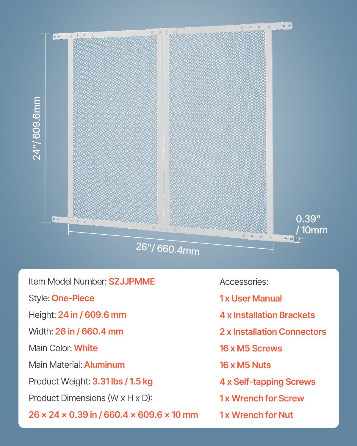 RV Screen Door Protector, 660.4 x 609.6 mm Door Grille, Easy to Install and Disassemble, Reinforced V952-YPSFCPMMJSH2Z2AVNV0