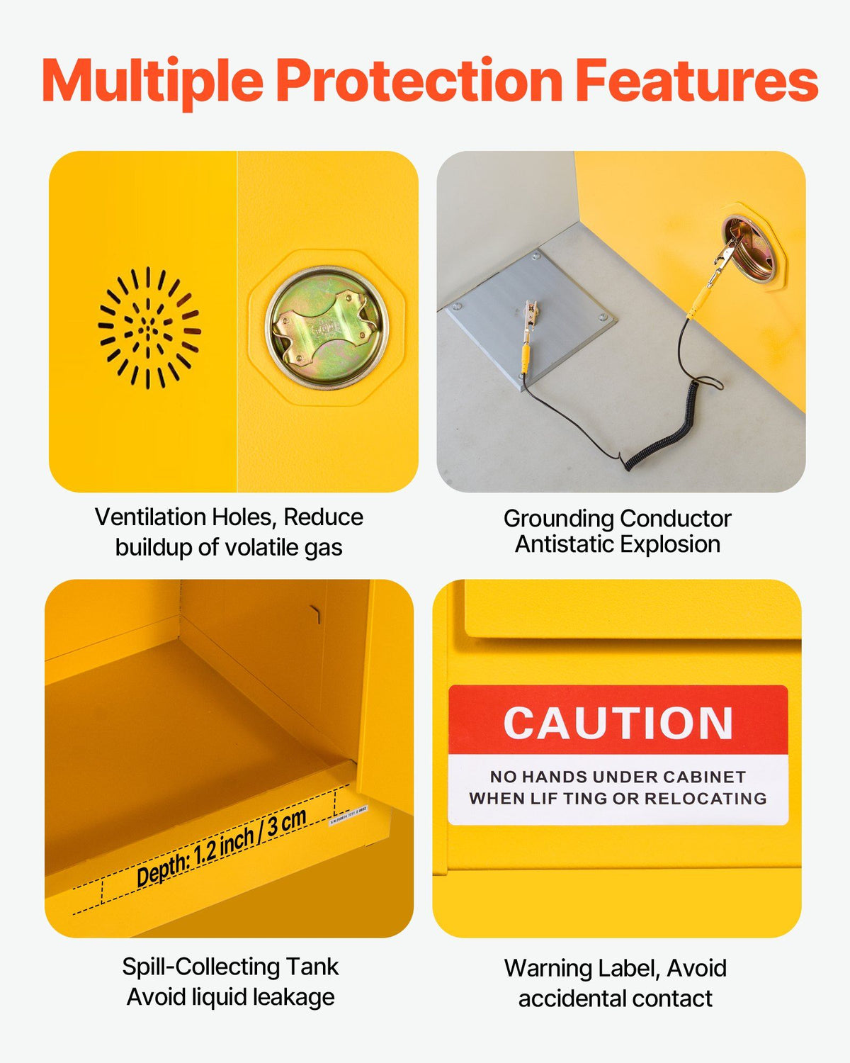 Flammable Cabinet, 109.2 x 46 x 118 cm, 29 Gallon Flammable Storage Cabinet with Adjustable Shelf, V952-YRFBJ11210942VXML001V0