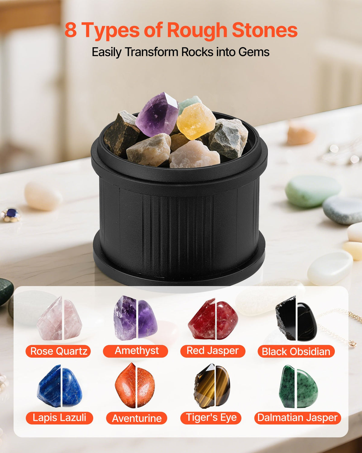 Rock Tumbler Kit, 3 lbs Rock Polishing Kit, 4 Speed Settings 9-Day Polishing Timer Stone Polishing Kit, Rock V952-YSDMJHS4DDSSLJ6MU001V3
