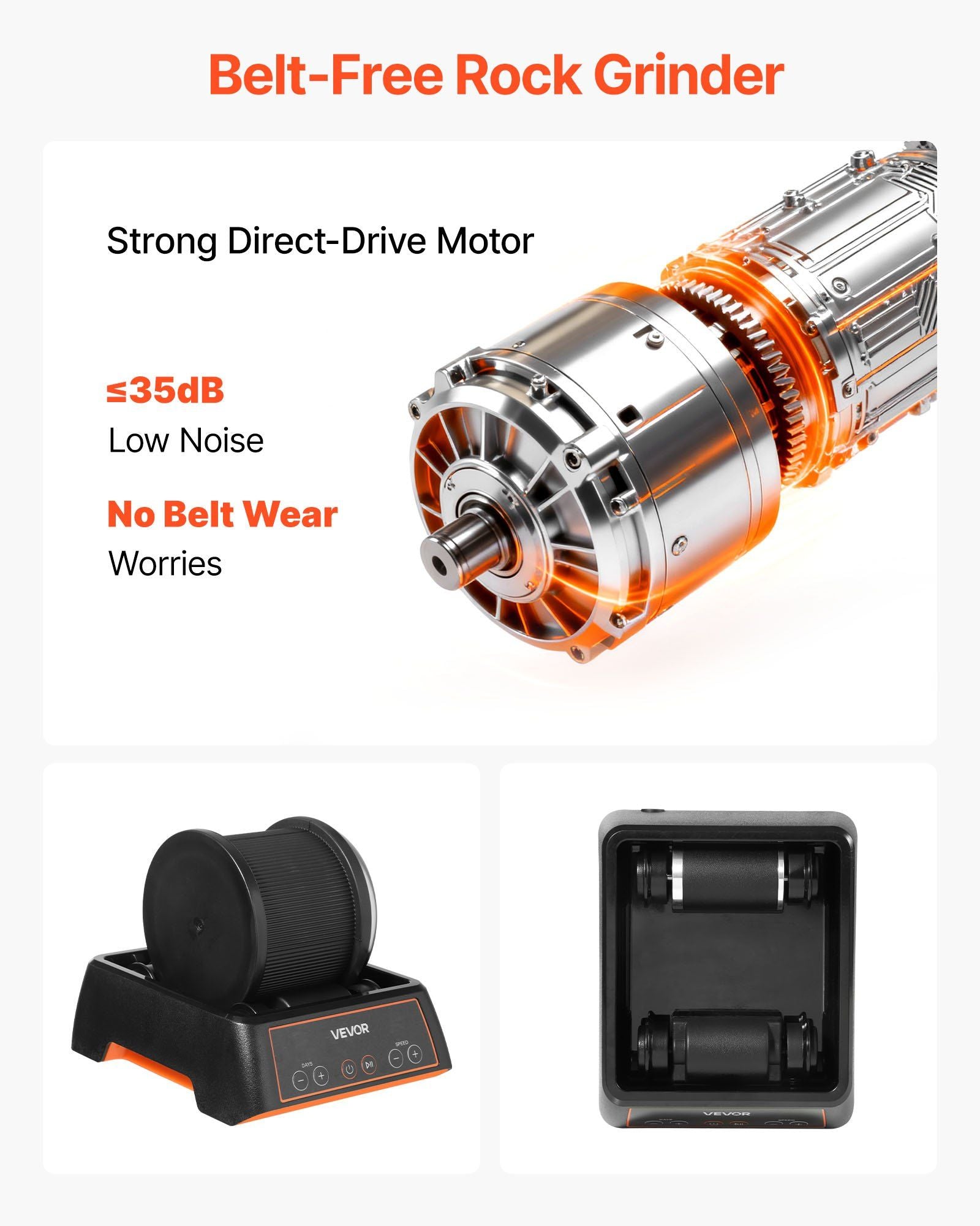 Rock Tumbler, 0.45kg Rock Polishing Machine, Rocks Tumbling Kit with 4-Speed Adjustment, 1-9 Day Timer, V952-YSDMJHS4DDSSY72ED001V3