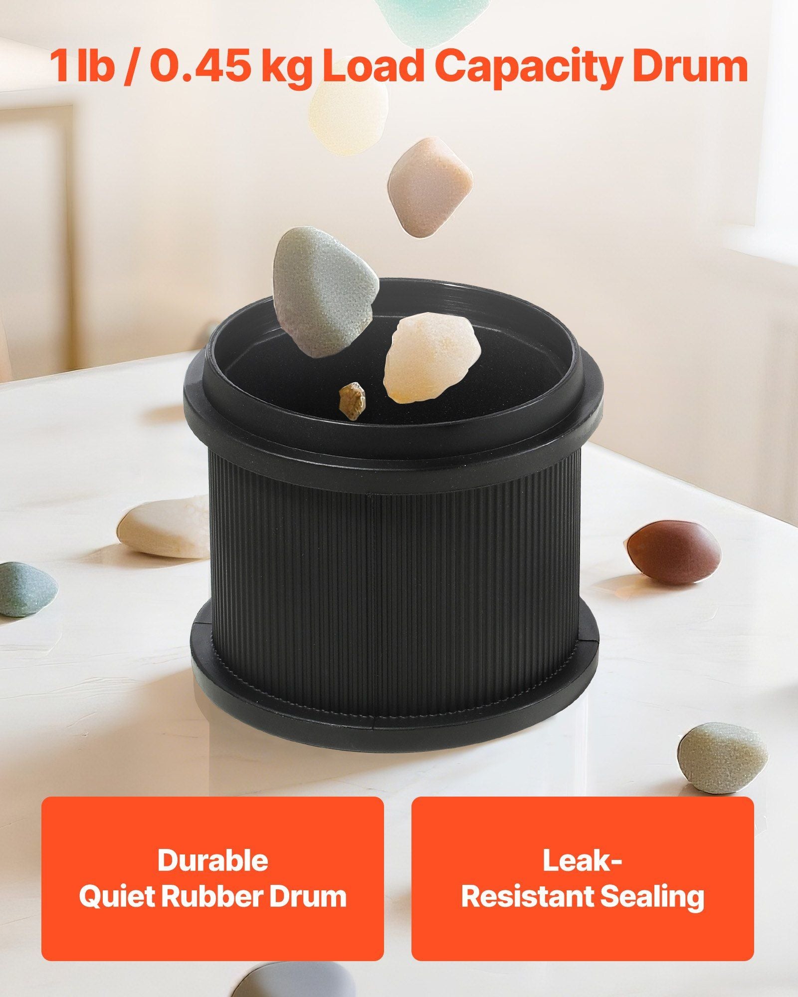 Rock Tumbler, 0.45kg Rock Polishing Machine, Rocks Tumbling Kit with 4-Speed Adjustment, 1-9 Day Timer, V952-YSDMJHS4DDSSY72ED001V3
