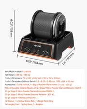 Rock Tumbler, 0.45kg Rock Polishing Machine, Rocks Tumbling Kit with 4-Speed Adjustment, 1-9 Day Timer, V952-YSDMJHS4DDSSY72ED001V3