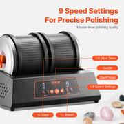 Rock Tumbler Machine 8 lbs Rock Polishing Kit 9 Speed 9-Day Timer Dual Barrels V952-YSDMJHSSDKDZ5TZXTV3