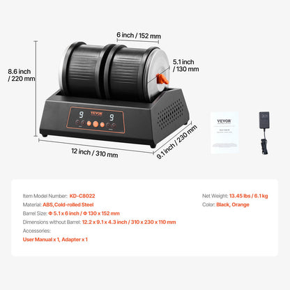 Rock Tumbler Machine 8 lbs Rock Polishing Kit 9 Speed 9-Day Timer Dual Barrels V952-YSDMJHSSDKDZ5TZXTV3