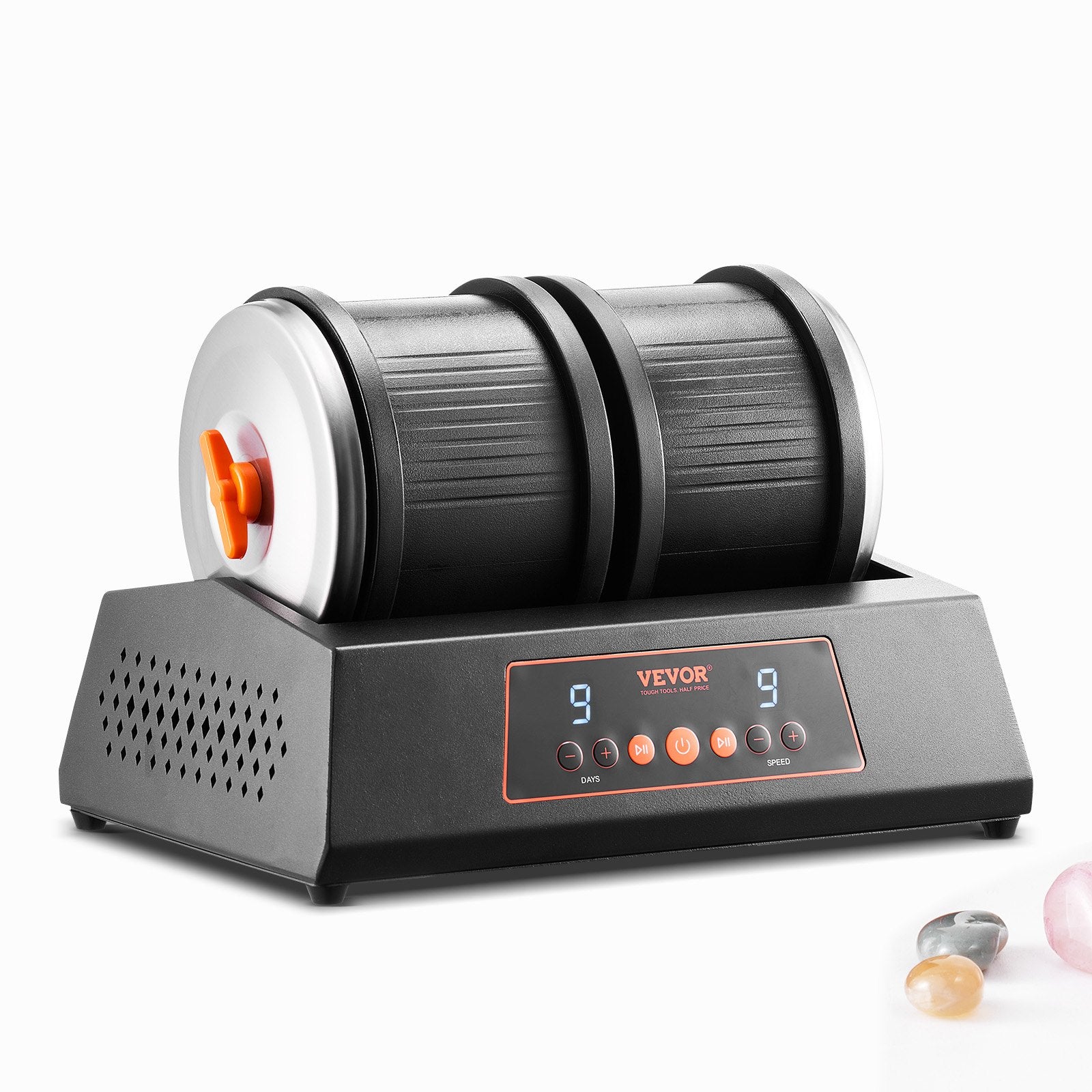 Rock Tumbler Machine 8 lbs Rock Polishing Kit 9 Speed 9-Day Timer Dual Barrels V952-YSDMJHSSDKDZ5TZXTV3