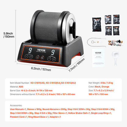 Rock Tumbler Kit, 2.5 lbs Rock Polishing Kit, 9 Speed Settings 9-Day Polishing Timer Stone Polishing Kit, V952-YSDMJHSSDKDZ8H48PV3