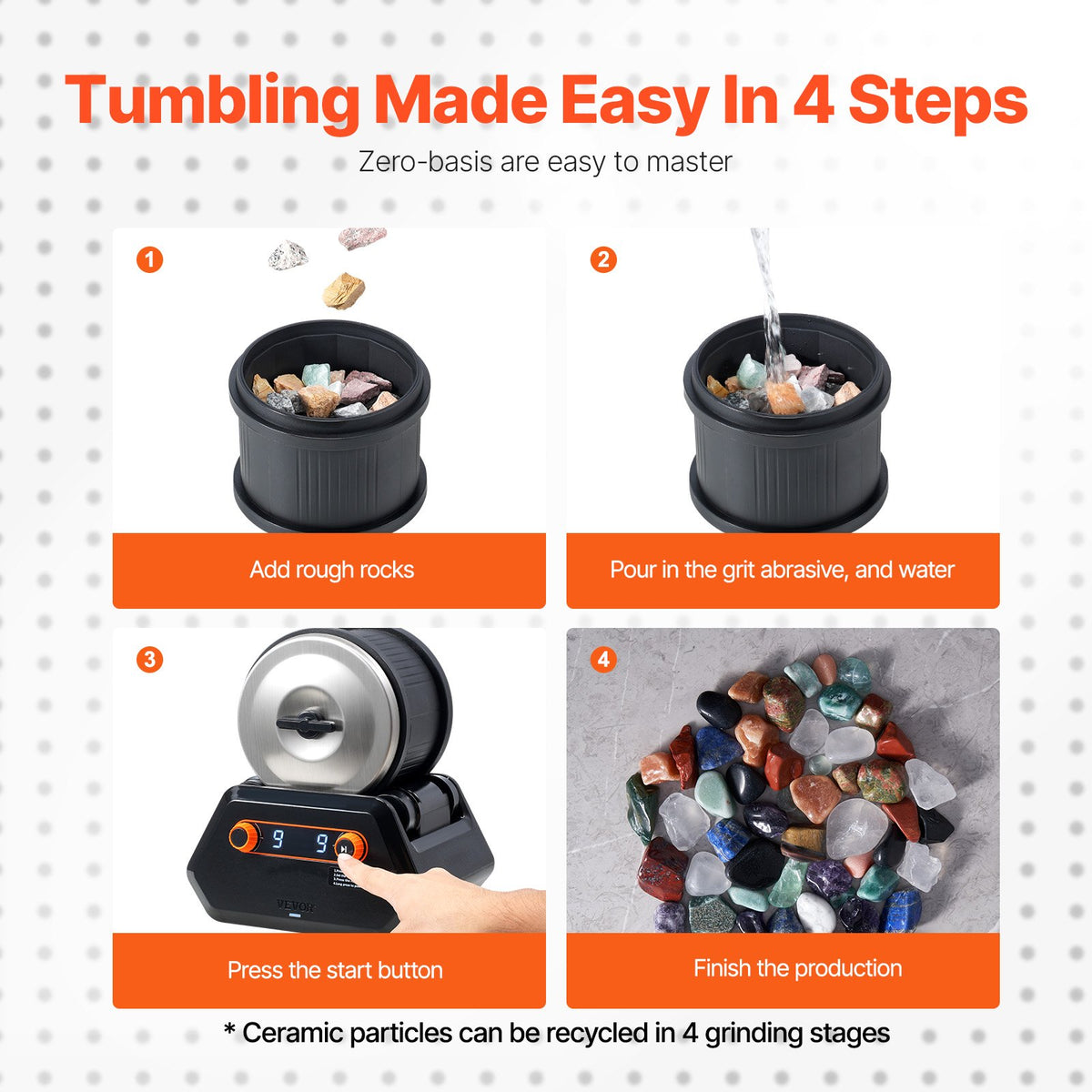 Rock Tumbler Kit, 4 lbs Rock Polishing Kit, 9 Speed Settings 9-Day Polishing Timer Stone Polishing Kit, Rock V952-YSDMJHSSDKDZLXA8PV3