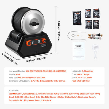 Rock Tumbler Kit, 4 lbs Rock Polishing Kit, 9 Speed Settings 9-Day Polishing Timer Stone Polishing Kit, Rock V952-YSDMJHSSDKDZLXA8PV3