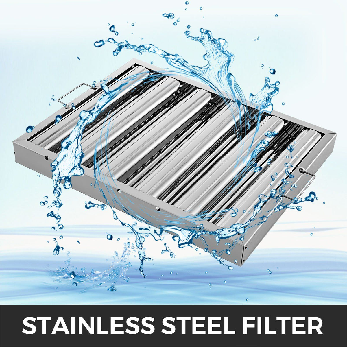 Pack of 6 Hood Filters 19.5W x 15.5H Inch, 430 Stainless Steel 5 Grooves Commercial Hood Filters, Range Hood V952-YSFLQ6PCS5C20X16YV0