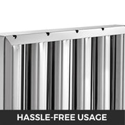 Pack of 6 Hood Filters 19.5W x 15.5H Inch, 430 Stainless Steel 5 Grooves Commercial Hood Filters, Range Hood V952-YSFLQ6PCS5C20X16YV0