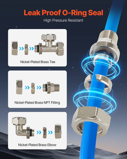 Air Compressor Line Kit, 100FT x 3/4", HDPE-Aluminum Compressed Air Piping System, Leak-Proof, V952-YSKQGDXT34INQP8IVV0