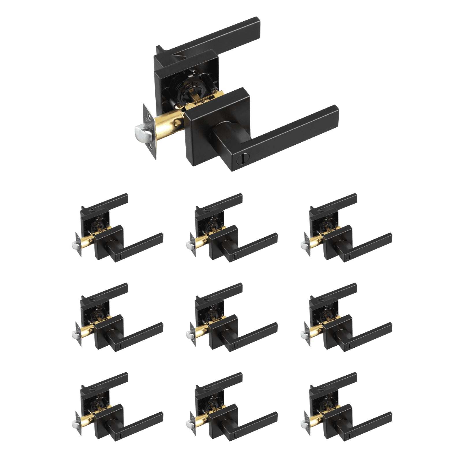 Privacy Door Handle, 10 Pack Matte Black Door Lever, Left or Right Handing Reversible Lever with Keyless V952-YSMJSBSFX10J873ECV0