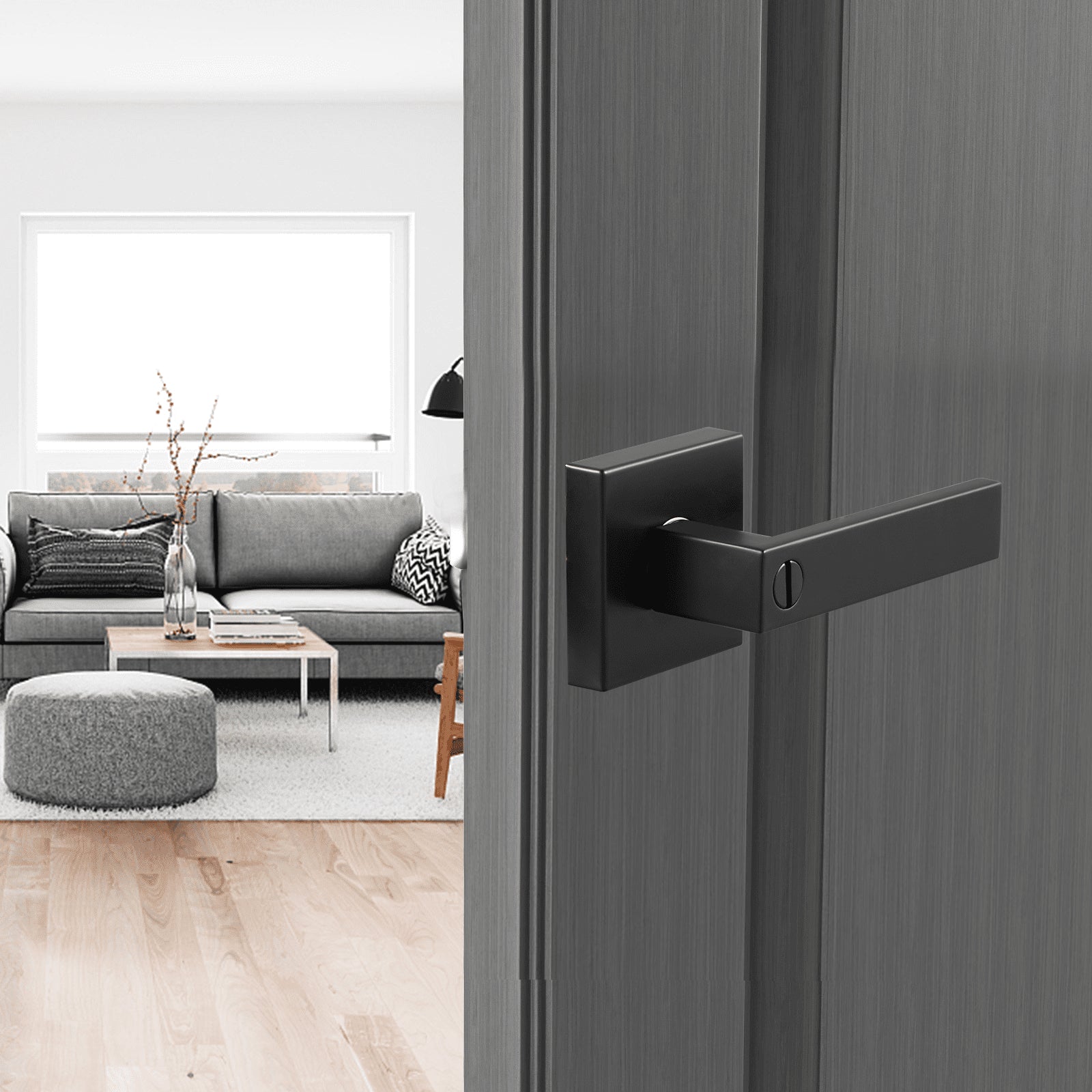 Privacy Door Handle, 10 Pack Matte Black Door Lever, Left or Right Handing Reversible Lever with Keyless V952-YSMJSBSFX10J873ECV0