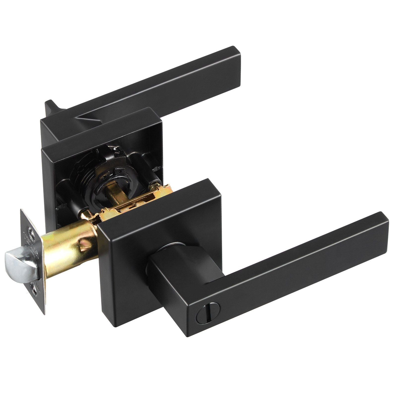 Privacy Door Handle, 1 Pack Matte Black Door Lever, Left or Right Handing Reversible Lever with Keyless Lock, V952-YSMJSBSFX1J0BRWN9V0