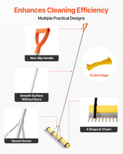 Landscape Rake, 914 mm Wide Head 2590 mm Handle, Large Heavy Duty Aluminum Landscaping Leaf Rake Tool, V952-YSSCPLHJ36IN5C4LD001V0