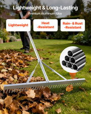 Landscape Rake, 914 mm Wide Head 3380 mm Handle, Large Heavy Duty Aluminum Landscaping Leaf Rake Tool, V952-YSSCPLHJ36INDYGLK001V0