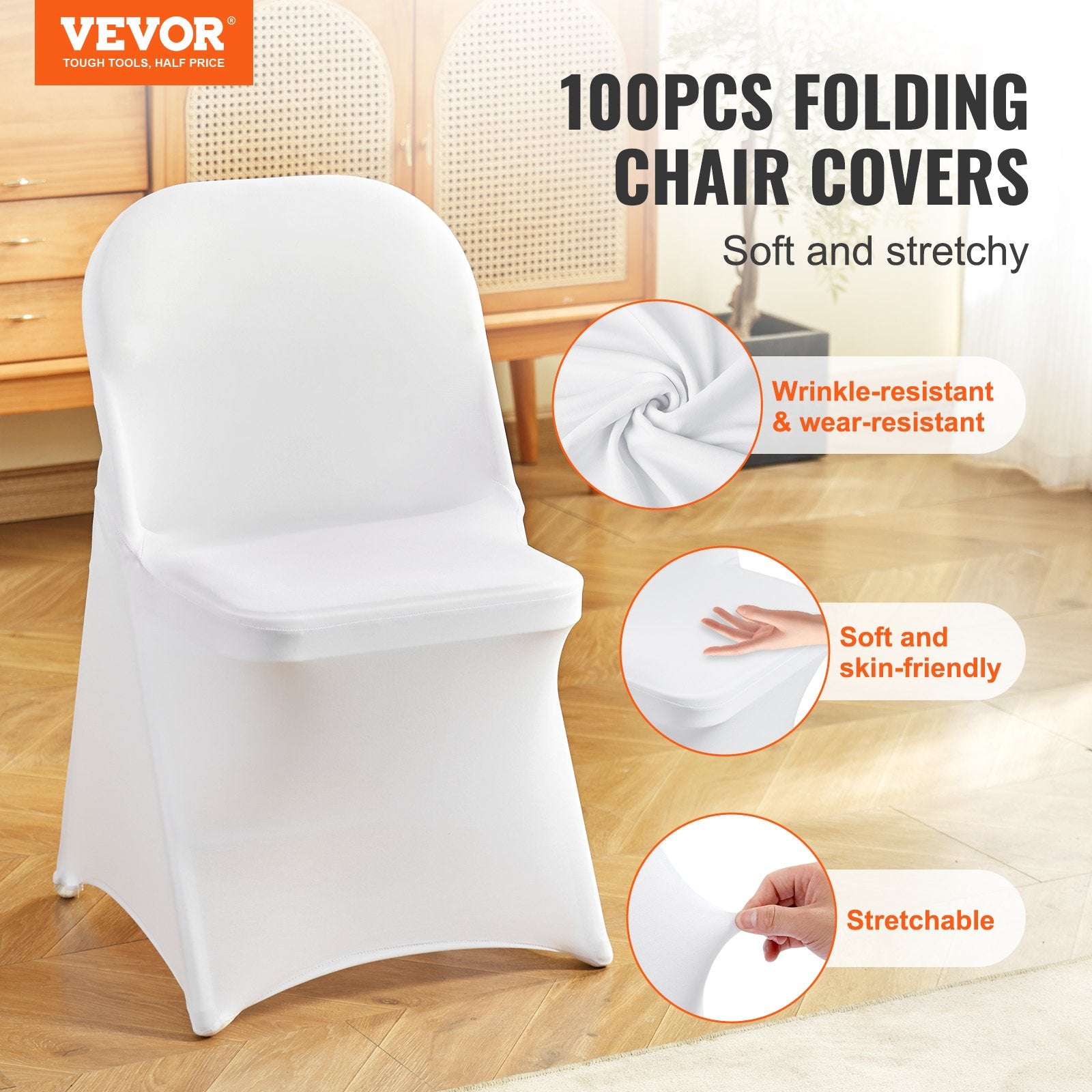 Stretch Spandex Folding Chair Covers, Universal Fitted Chair Cover, Removable Washable Protective Slipcovers, V952-YTBS100PCSDKFA2RLV0