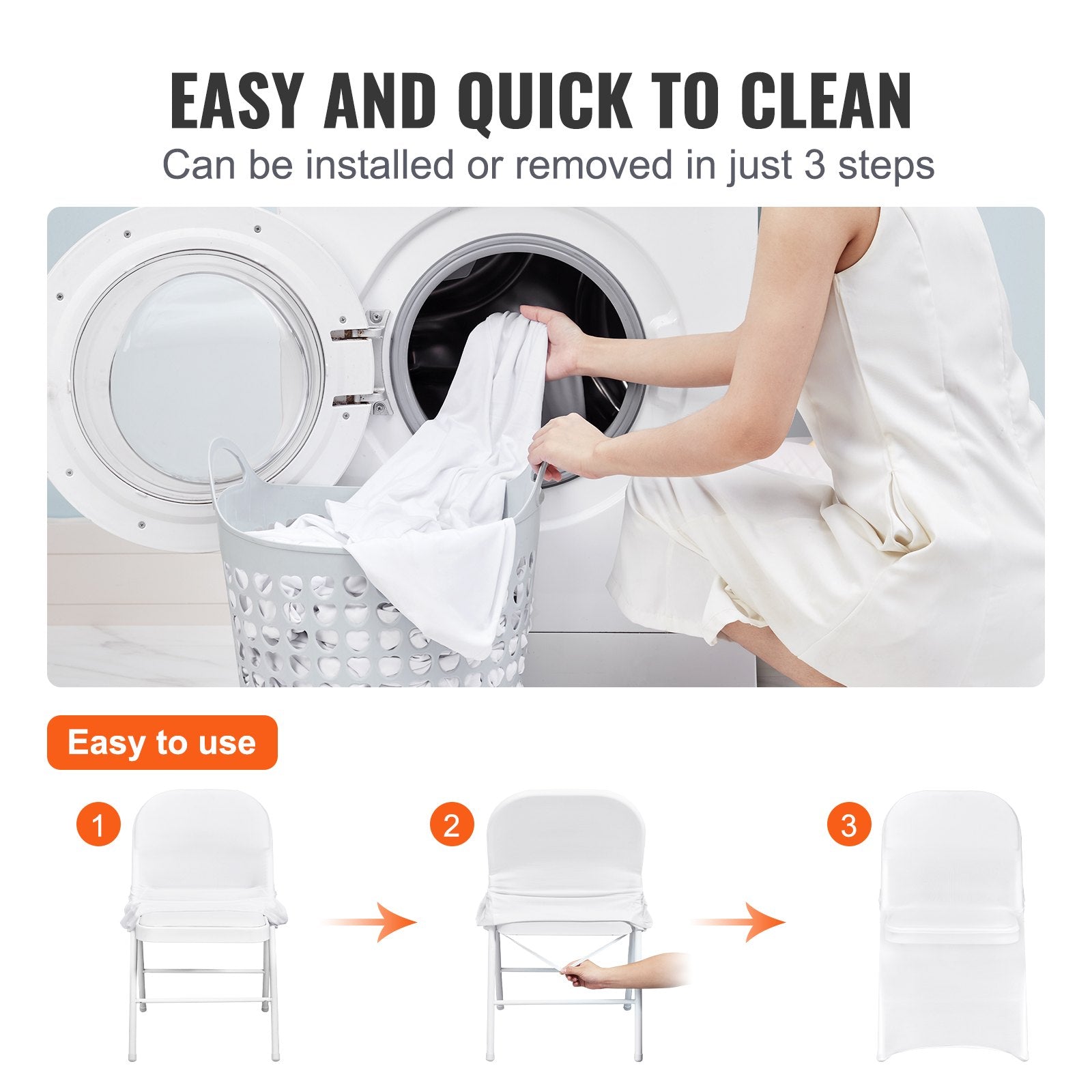 Stretch Spandex Folding Chair Covers, Universal Fitted Chair Cover, Removable Washable Protective Slipcovers, V952-YTBS100PCSDKFA2RLV0