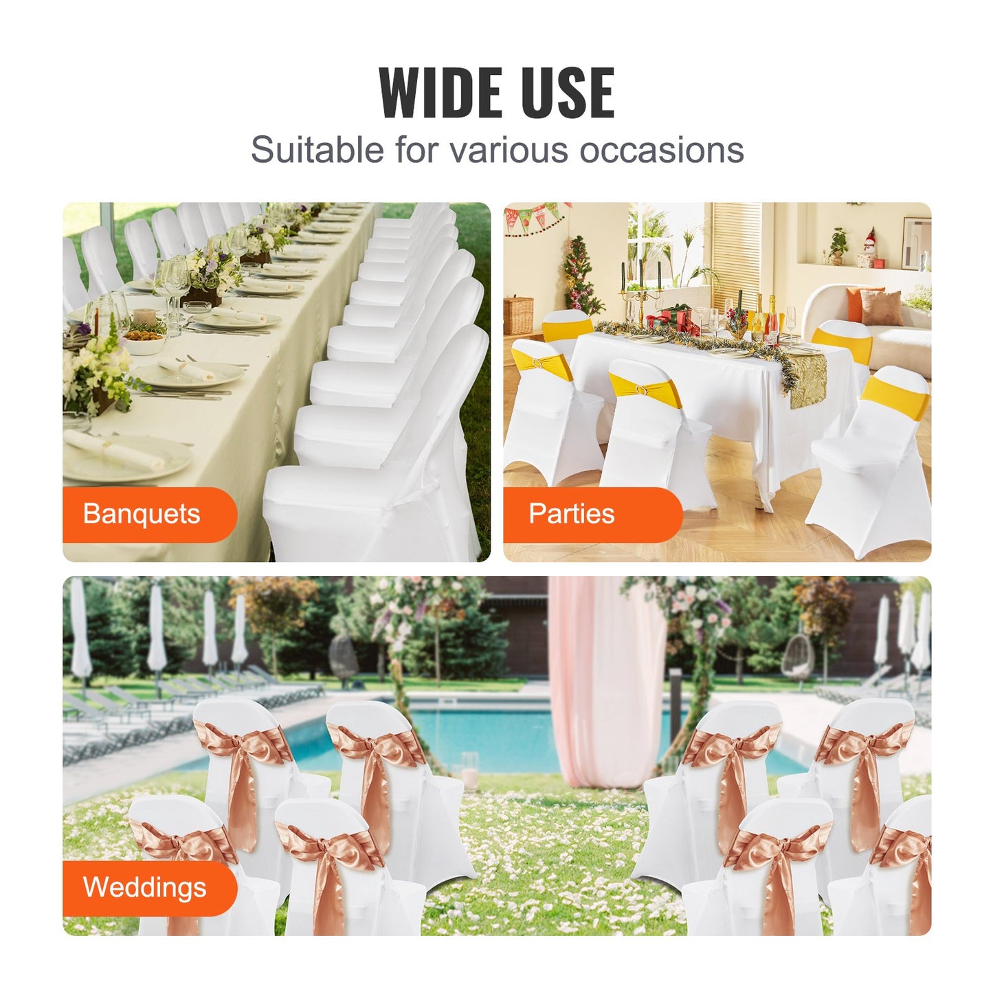 Stretch Spandex Folding Chair Covers, Universal Fitted Chair Cover, Removable Washable Protective Slipcovers, V952-YTBS100PCSDKFA2RLV0
