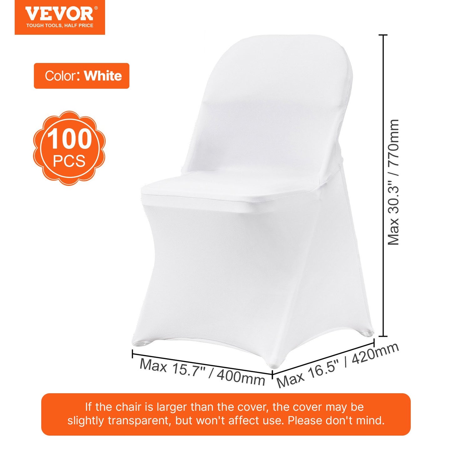 Stretch Spandex Folding Chair Covers, Universal Fitted Chair Cover, Removable Washable Protective Slipcovers, V952-YTBS100PCSDKFA2RLV0