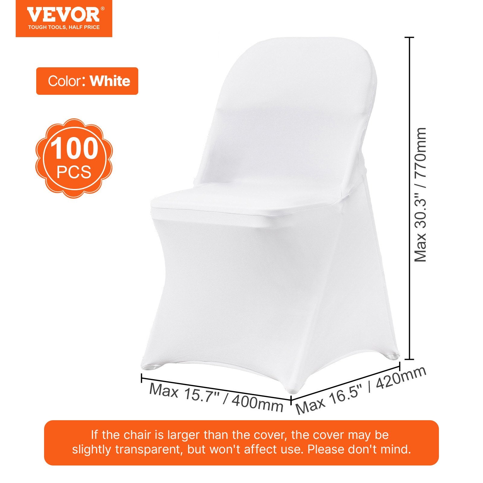 Stretch Spandex Folding Chair Covers, Universal Fitted Chair Cover, Removable Washable Protective Slipcovers, V952-YTBS100PCSDKFA2RLV0