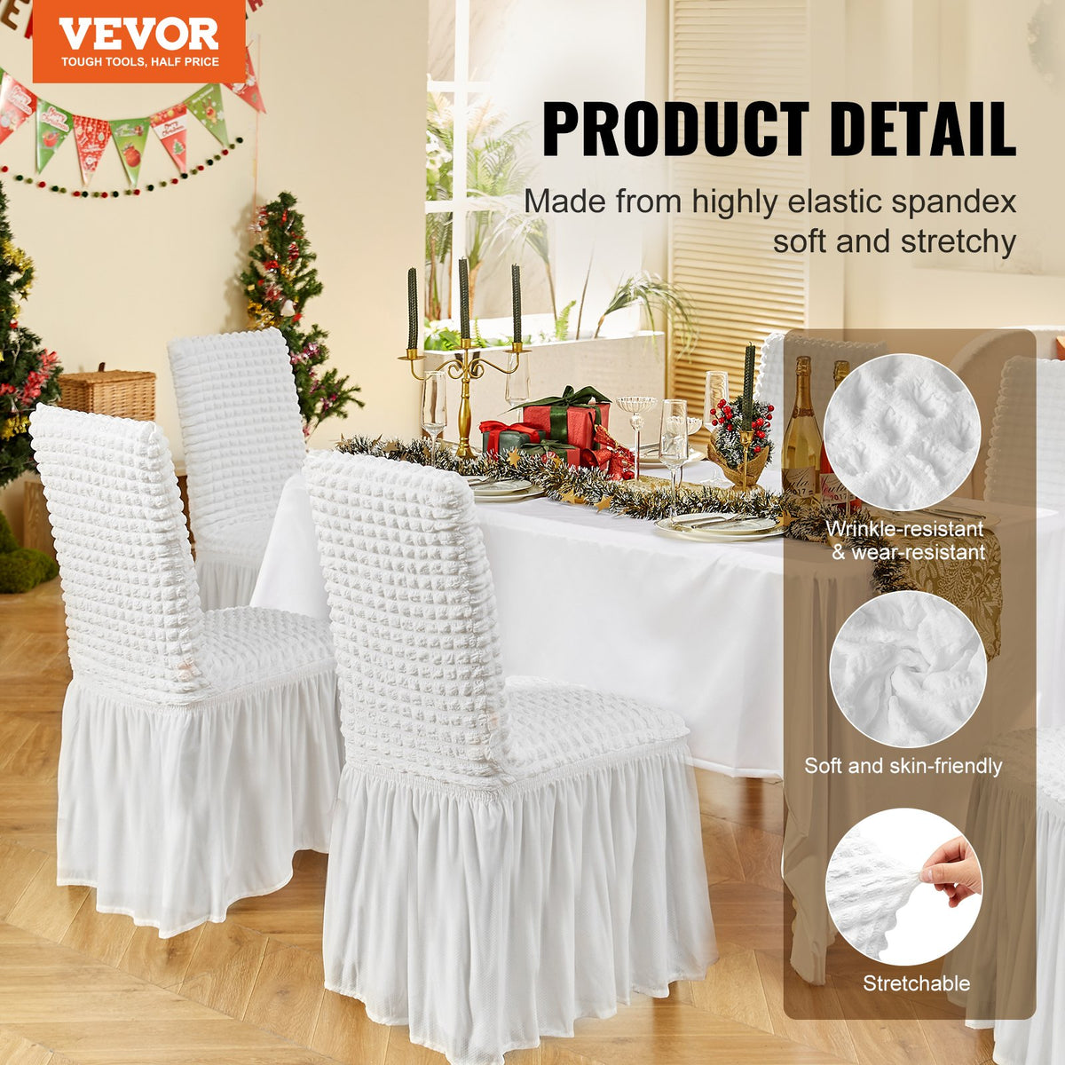 Stretch Spandex Folding Chair Covers, Universal Fitted Chair Cover with Skirt, Removable Washable Protective V952-YTBS4PCSZKHB8CTN7V0
