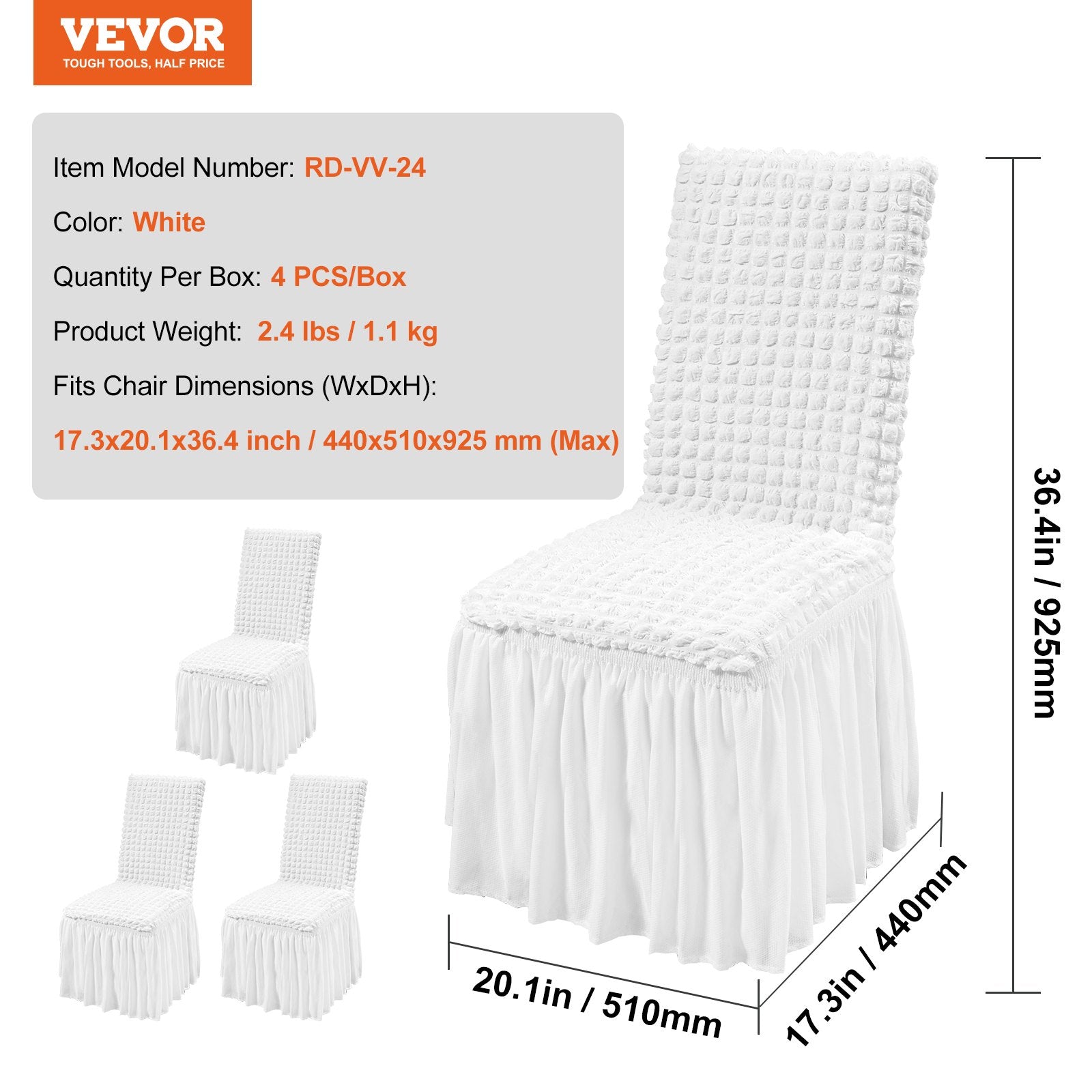 Stretch Spandex Folding Chair Covers, Universal Fitted Chair Cover with Skirt, Removable Washable Protective V952-YTBS4PCSZKHB8CTN7V0